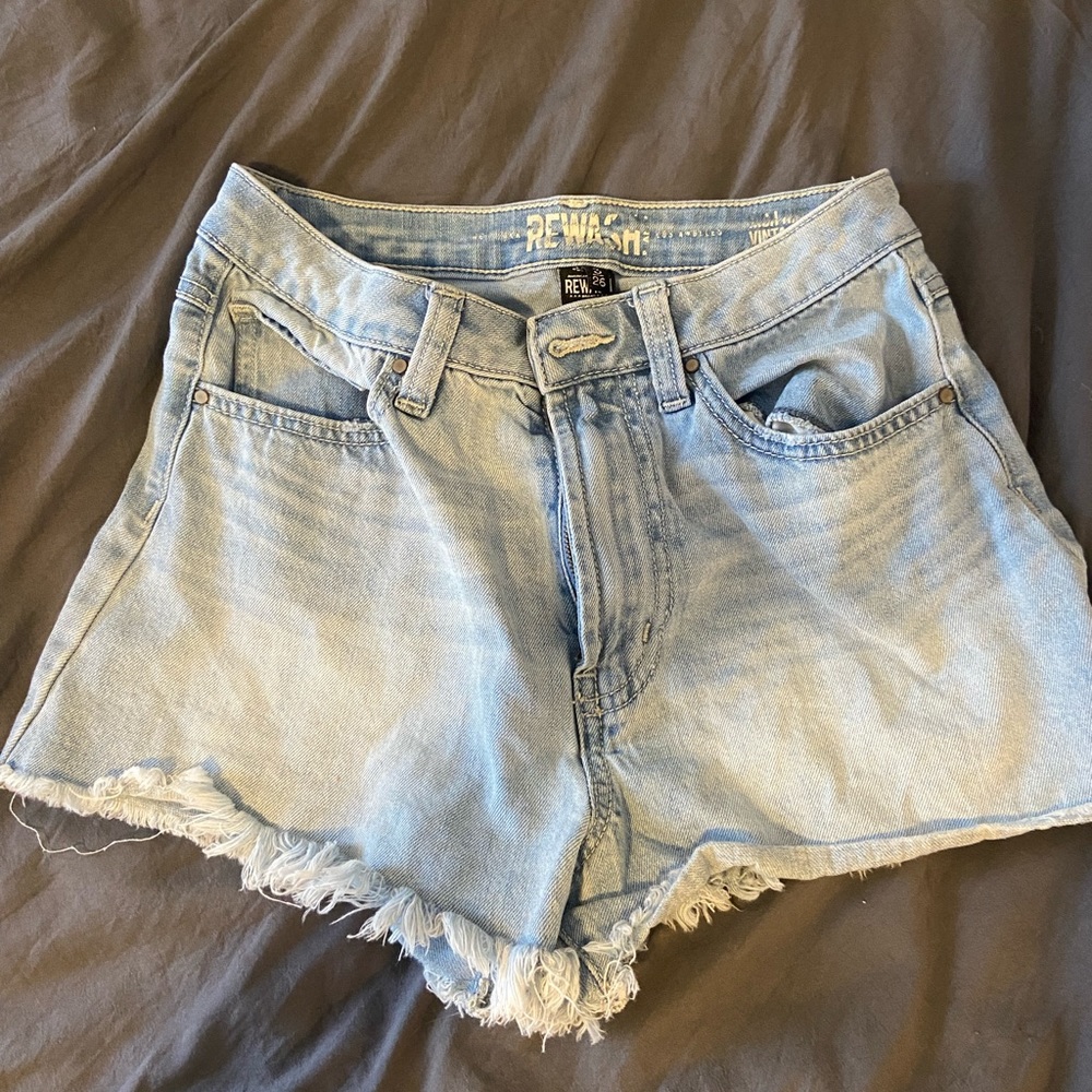 Distressed jean shorts